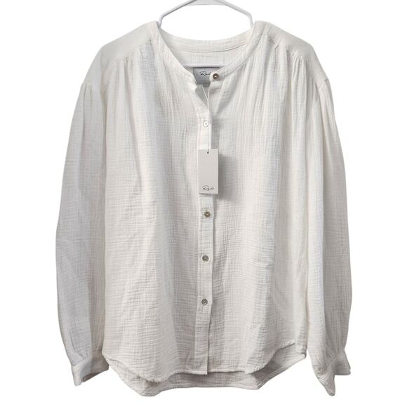 RAILS Gauze Charlet Organic Cotton Button Down Shirt L White Beach Minimalist - Picture 1 of 8